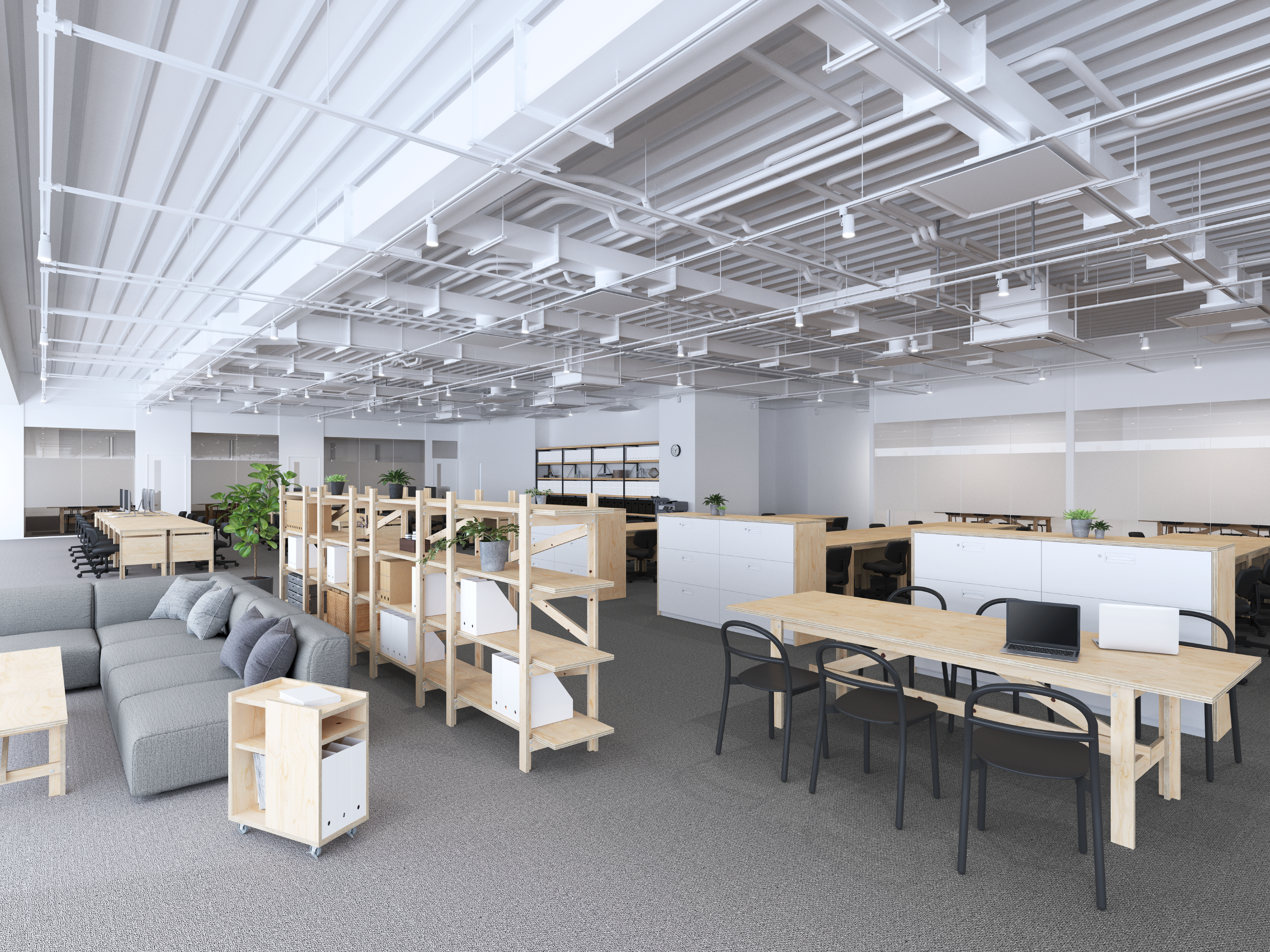 天板もフレームも国産木材でできたオフィス家具 「ボードファニチャー T 字脚」5 アイテムを発売